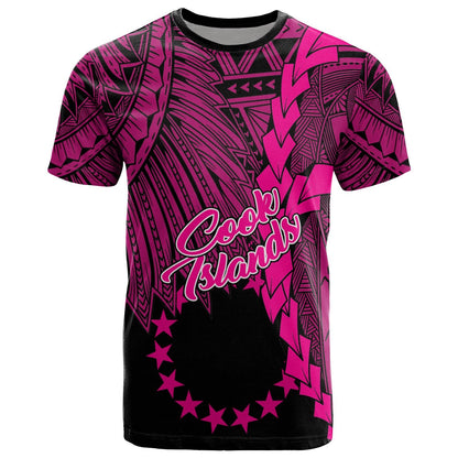 Cook Islands Polynesian T - Shirt - Tribal Wave Tattoo Pink