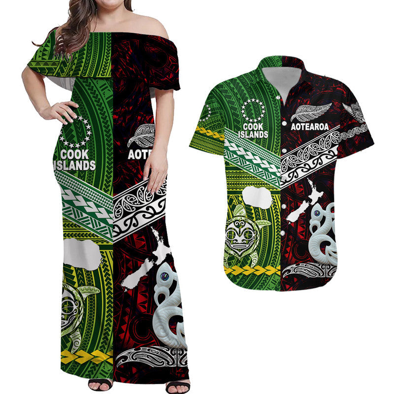 Matching Clothes For Couples New Zealand And Cook Islands Combo Dress And Shirt Together Red