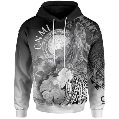 CNMI Hoodie Humpback Whale with Tropical Flowers White