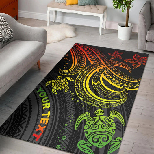 Polynesian Custom Personalised Area Rugs Reggae Turtle