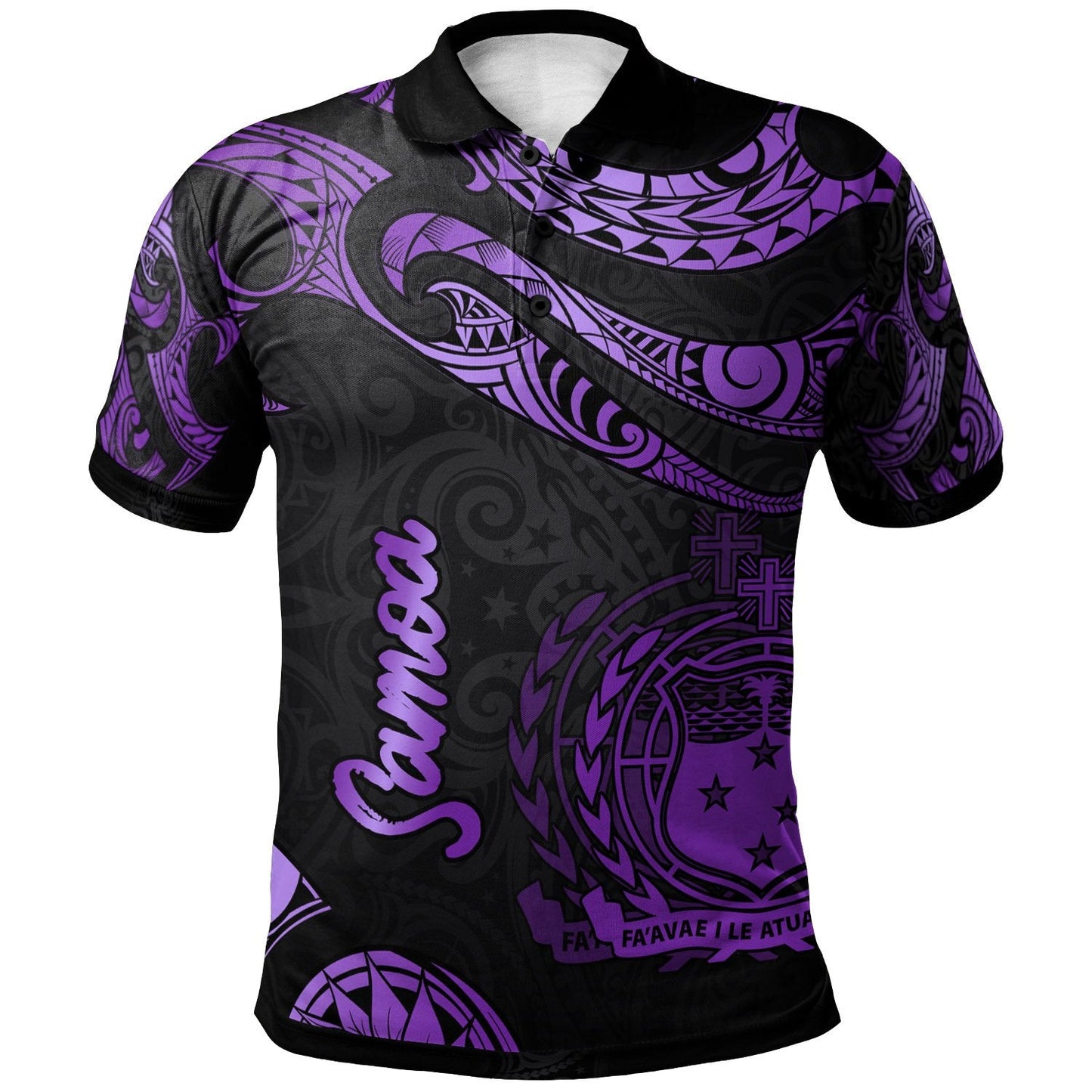 Samoa Polynesian Polo Shirt - Poly Tattoo Purple Version