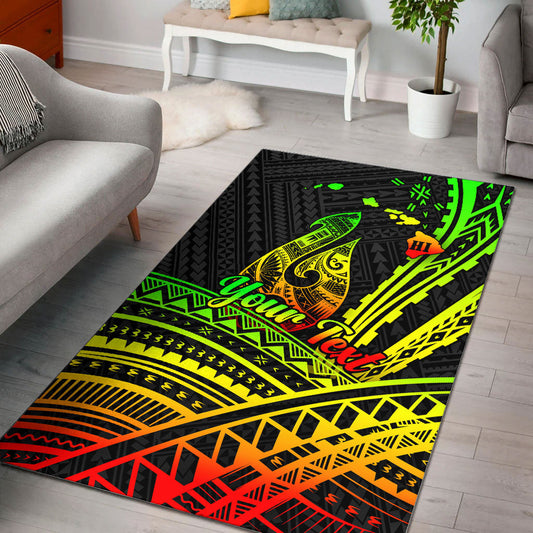 (Custom Personalised) Hawaii Fish Hook Polynesian Tribal Reggae Area Rug