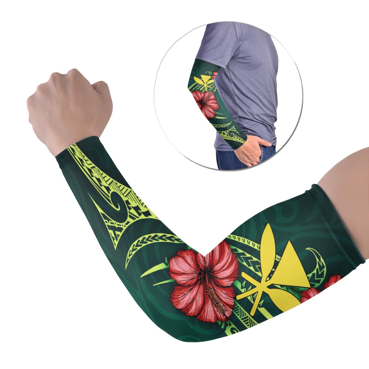 Polynesian Hawaii Arm Sleeve - Hibiscus With Seal