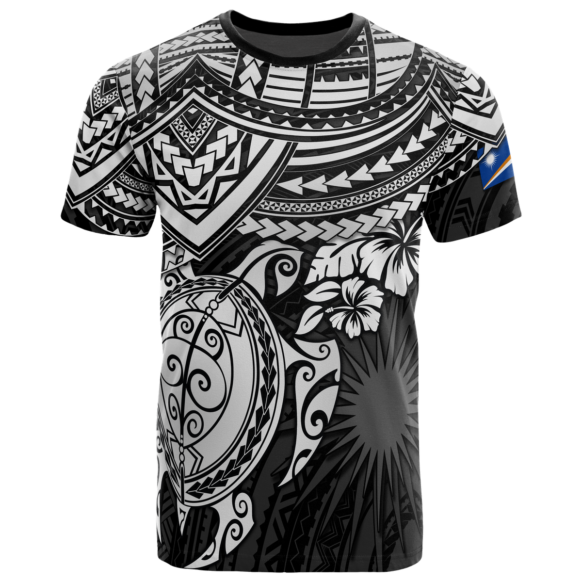 Marshall Islands Polynesian T Shirt Marshall Islands Flag White Turtle Hibiscus