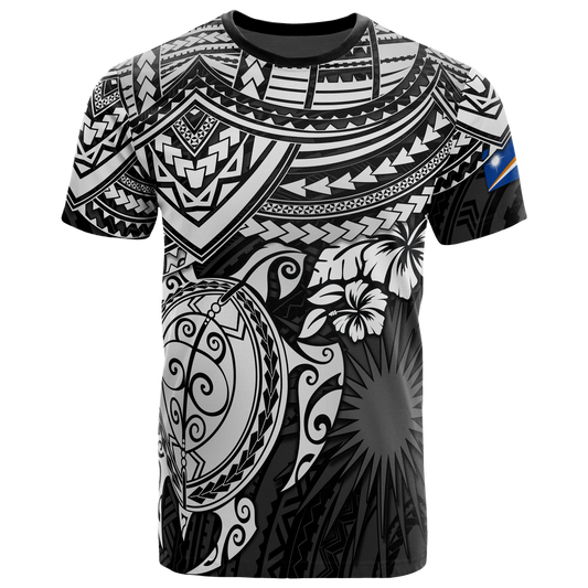 Marshall Islands Polynesian T Shirt Marshall Islands Flag White Turtle Hibiscus