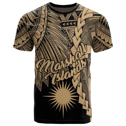 Marshall Islands Polynesian T Shirt Tribal Wave Tattoo Gold