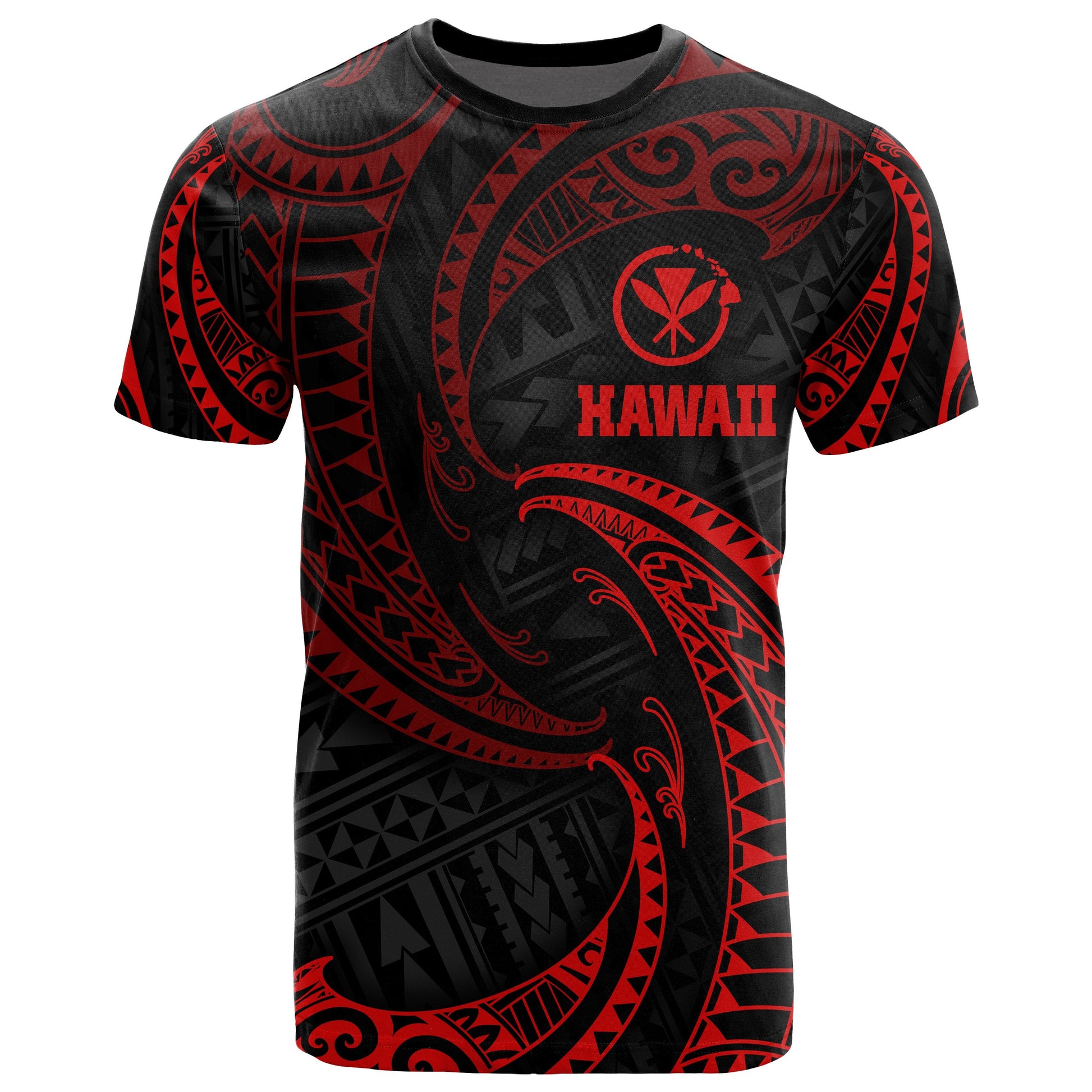 Polynesian Hawaii T - Shirt - Red Tribal Wave