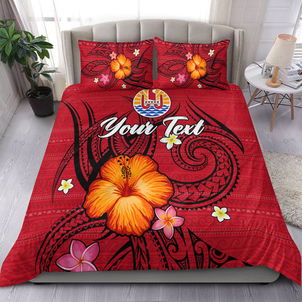 (Custom Personalised) Tahiti Maohi Bedding Set Hibiscus With Tribal
