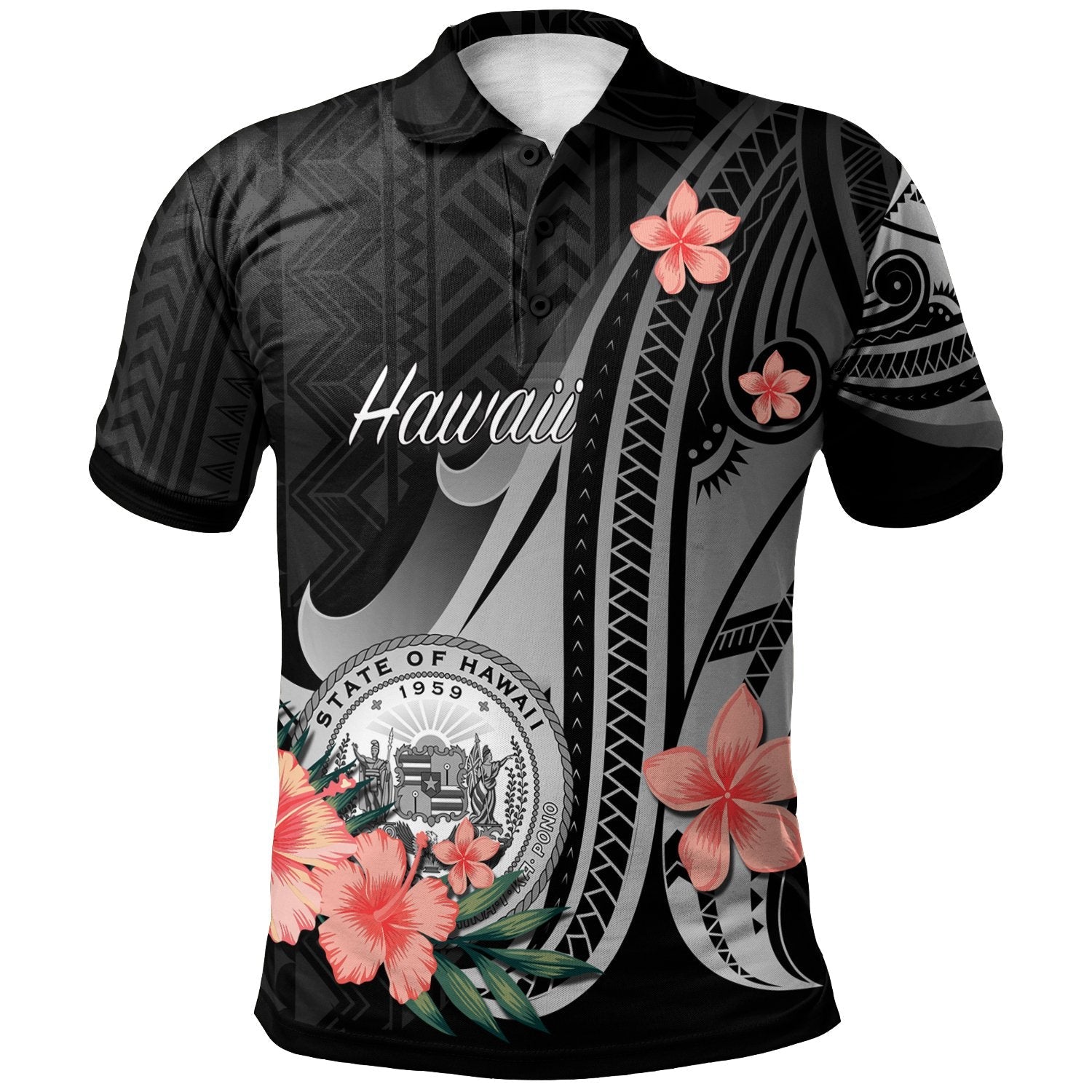 Hawaii Polo Shirt - Polynesian Hibiscus Pattern Style