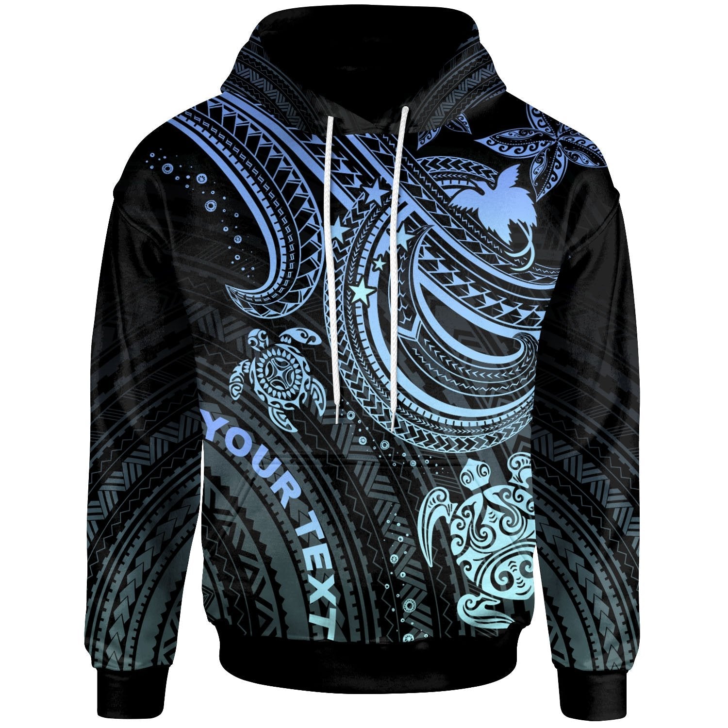 Papua New Guinea Hoodie Blue Turtle