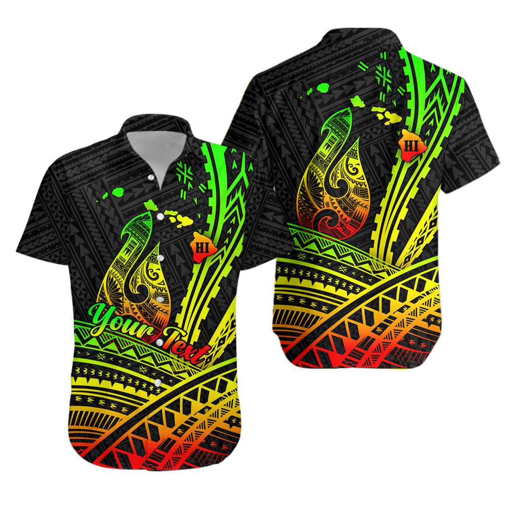 Custom Personalised Hawaii Fish Hook Polynesian Tribal Reggae Hawaiian Shirt -