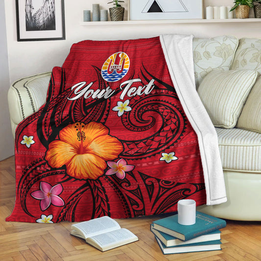 Custom Personalised Tahiti Maohi Blanket Hibiscus With Tribal