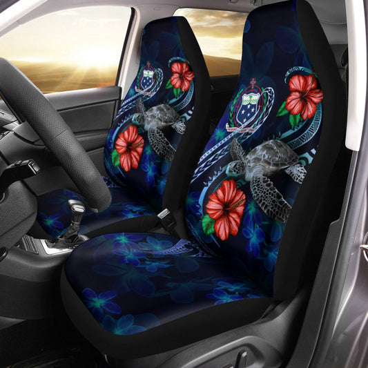 Samoa Polynesian Car Seat Covers Blue Turtle Hibiscus