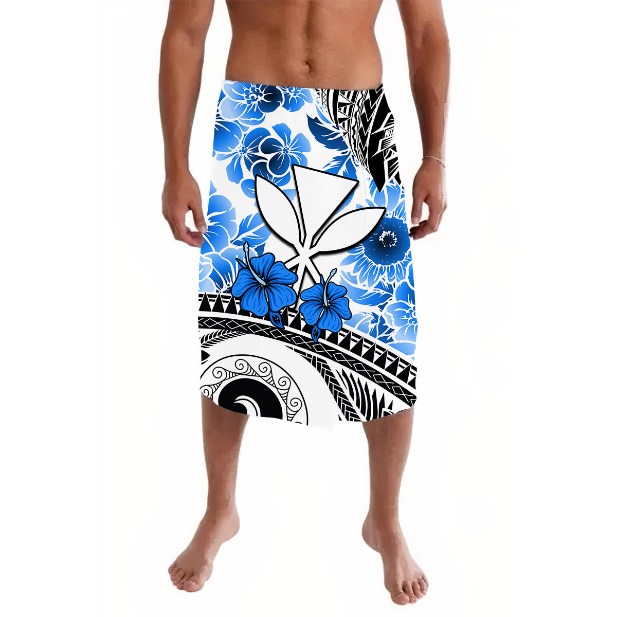 Hawaii Lavalava Polynesian and Blue Hibiscus