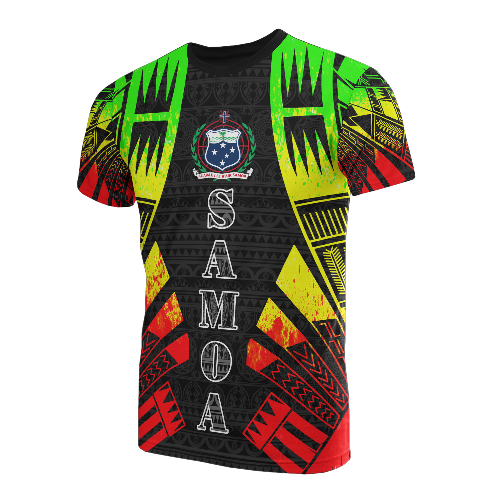 Samoa T - Shirt - Samoa Coat Of Arms Polynesian Tattoo Reggae Style
