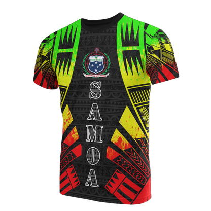 Samoa T - Shirt - Samoa Coat Of Arms Polynesian Tattoo Reggae Style
