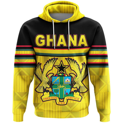 African Hoodie Ghana Map Kente Coat Of Arms Pullover