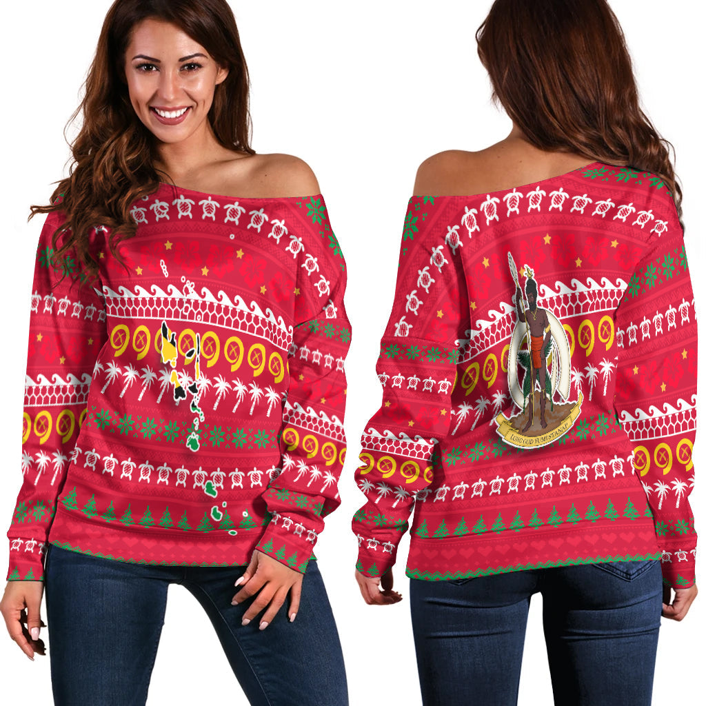 Vanuatu Christmas Women Off Shoulder Sweater Ugly Christmas
