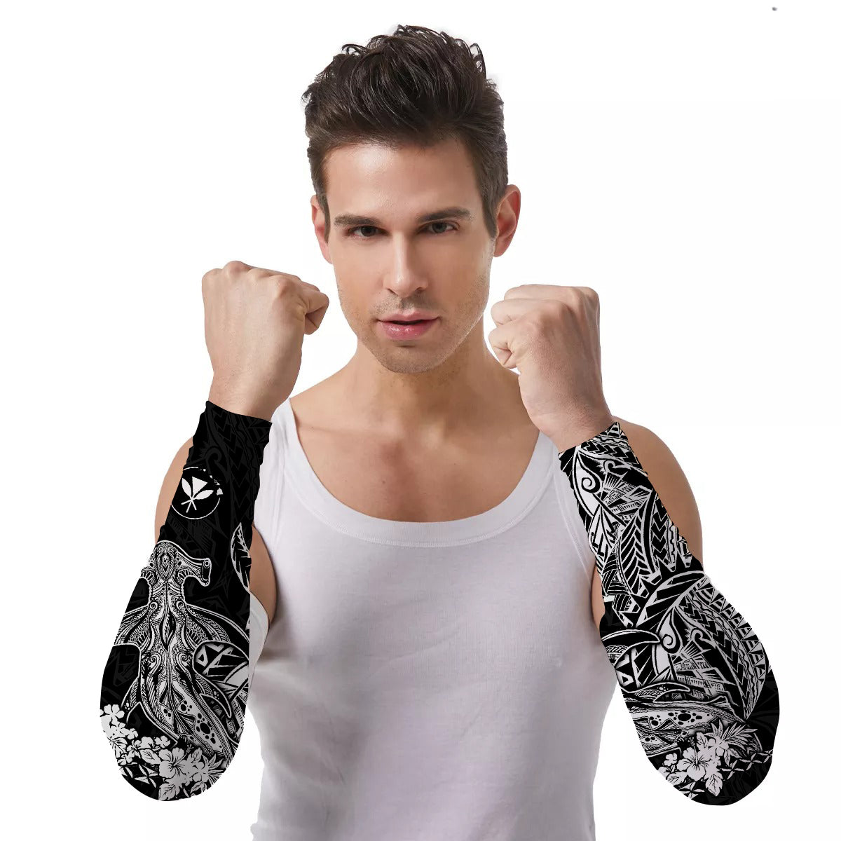Arm Sleeves (Set of Two) Hawaii Wild Hammerhead Sharks Ver.01