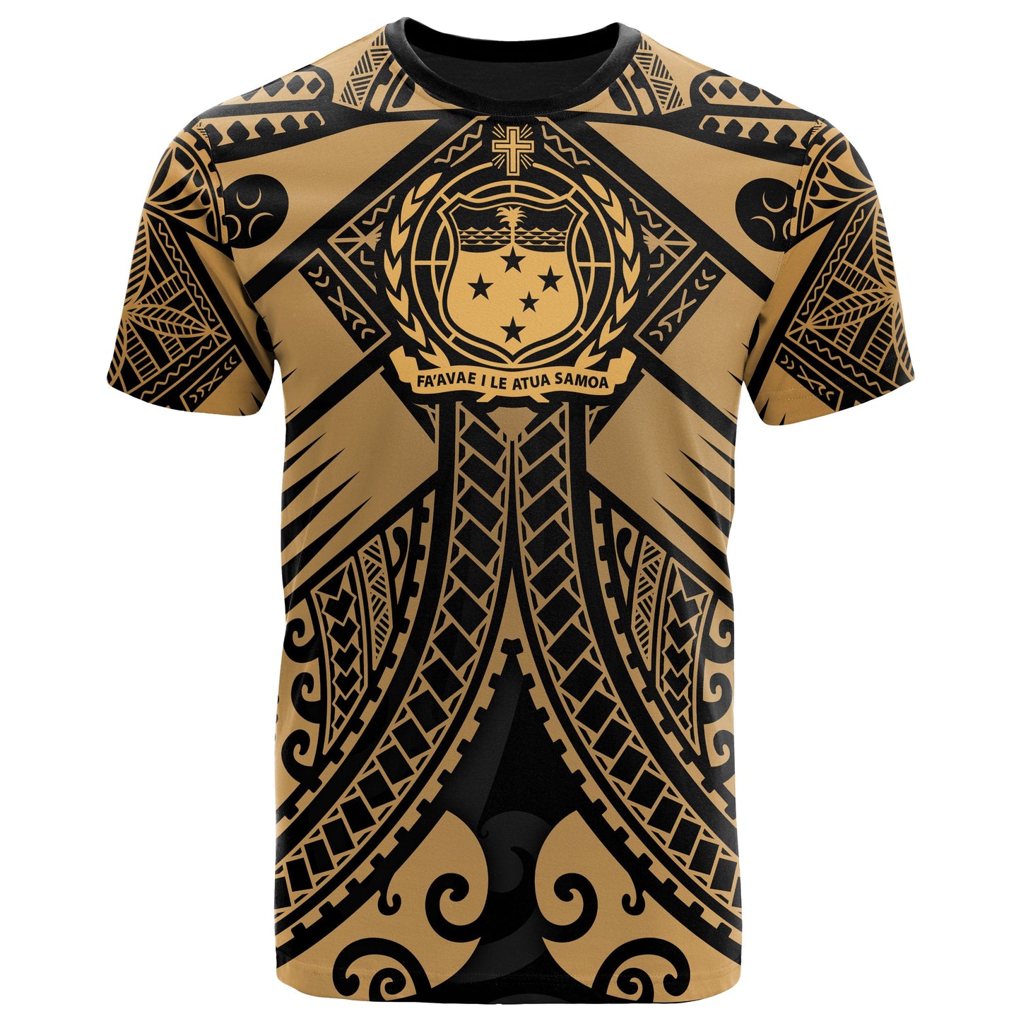 Samoa Polynesian T-Shirt - Samoa Gold Seal With Polynesian Tattoo