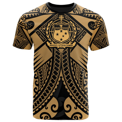 Samoa Polynesian T-Shirt - Samoa Gold Seal With Polynesian Tattoo
