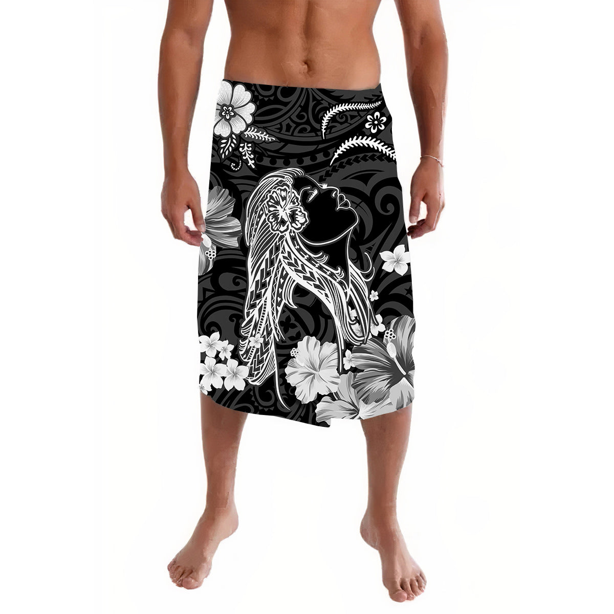 Hawaii Lavalava Polynesia Black Beautiful Hula Girl