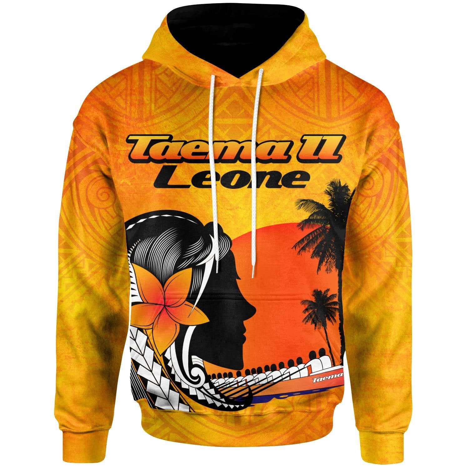 American Samoa Hoodie Taema II Leone Orange Zip Up Hoodie
