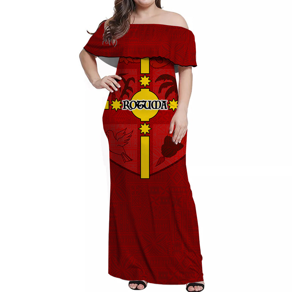 Rotuma Fiji Fijian Patterns Off Shoulder Long Dress