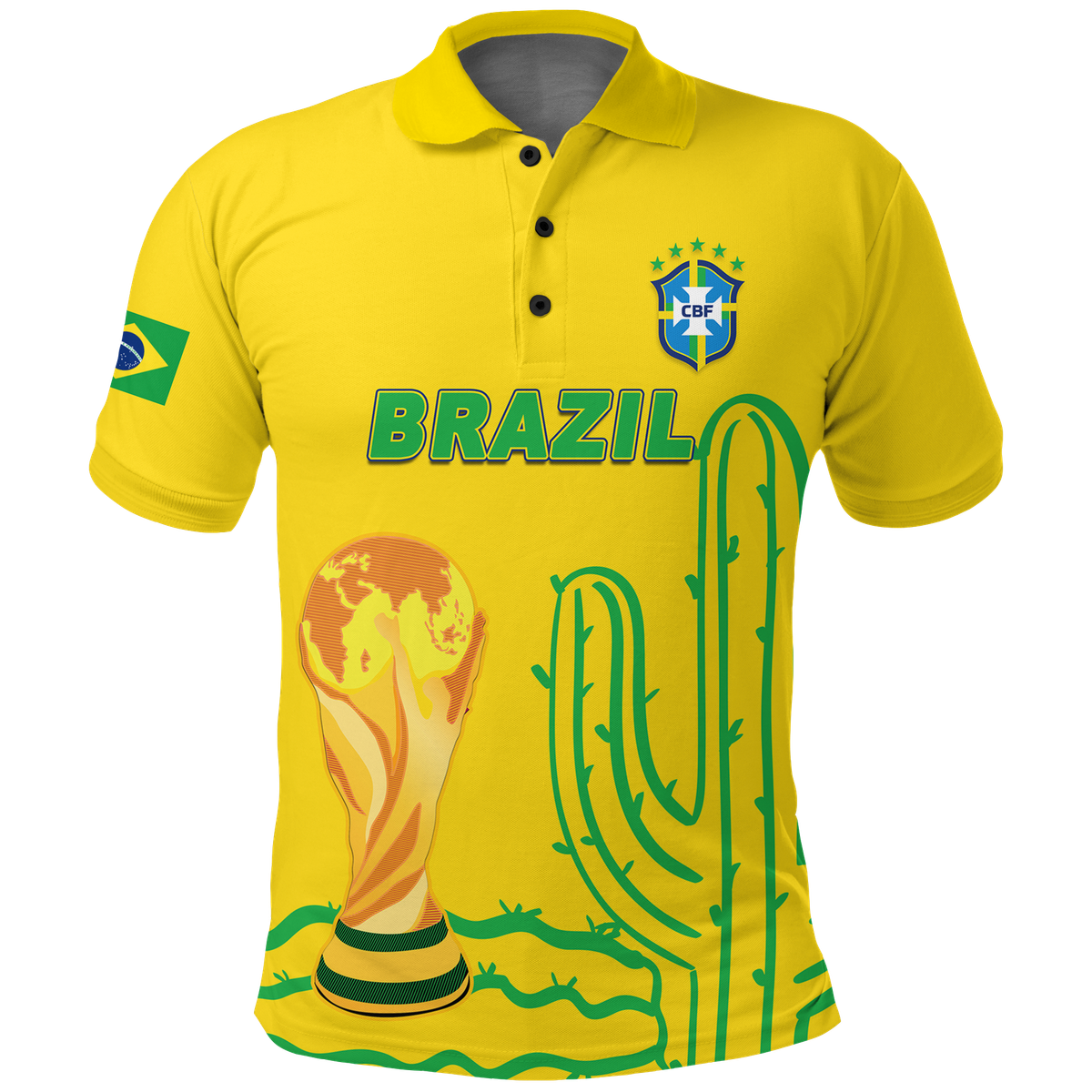 Custom Brazil Champion Polo Shirt Football 2022 LT12