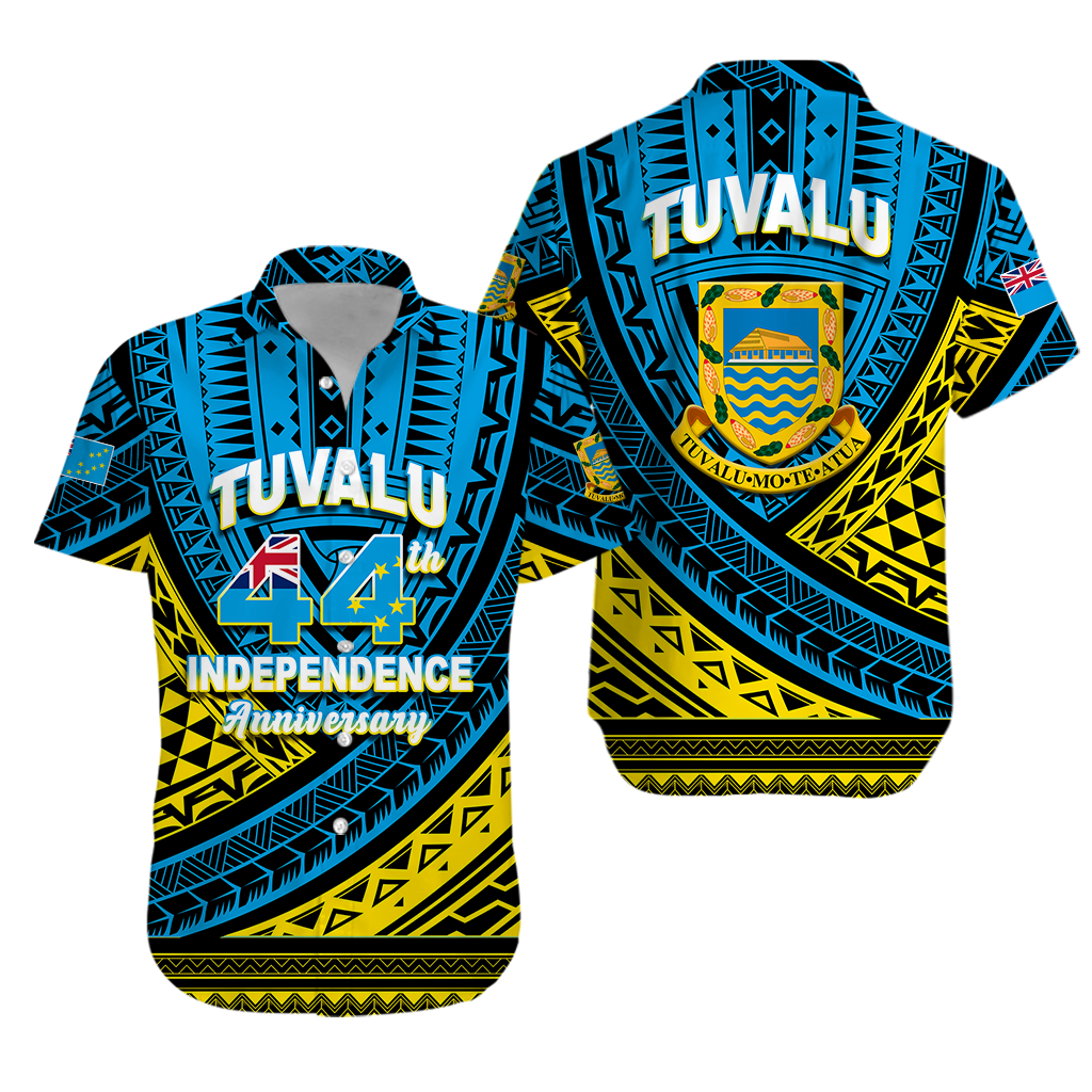 Tuvalu Hawaiian Shirt 44th Independence Anniversary - Tribal Pattern -