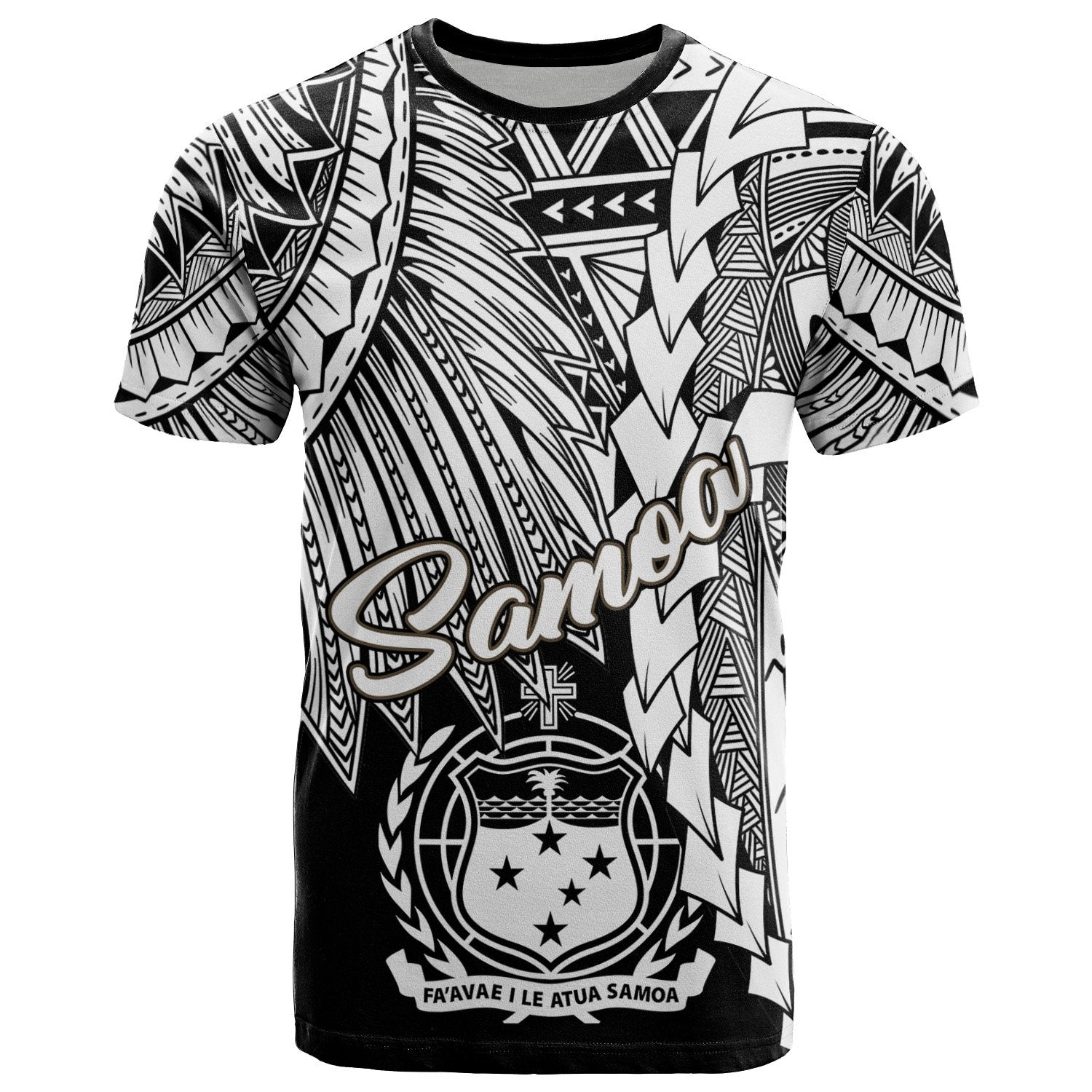 Samoa Polynesian T - Shirt - Tribal Wave Tattoo White