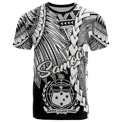 Samoa Polynesian T - Shirt - Tribal Wave Tattoo White