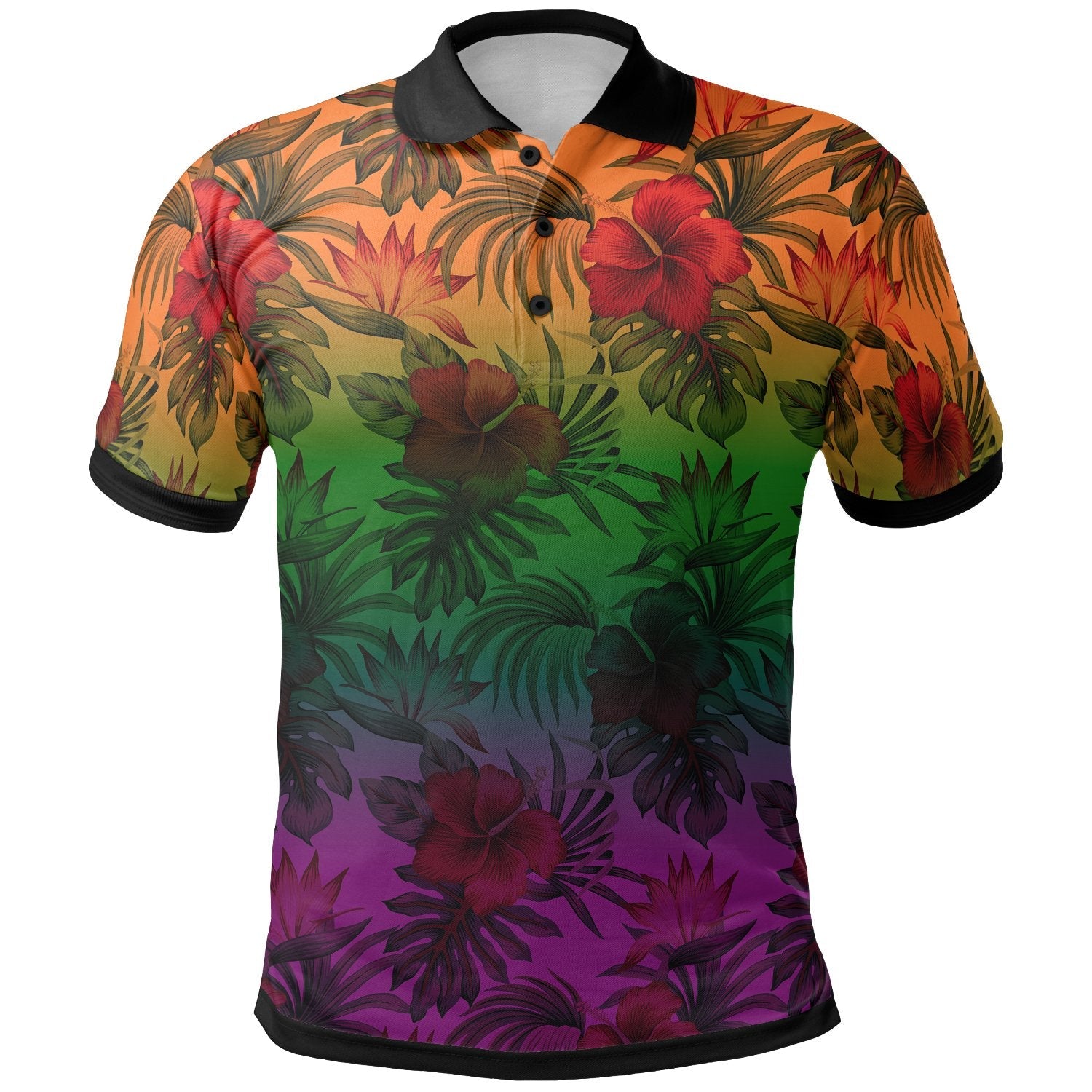 Polynesian Polo Shirts - Green Hibiscus Patterns