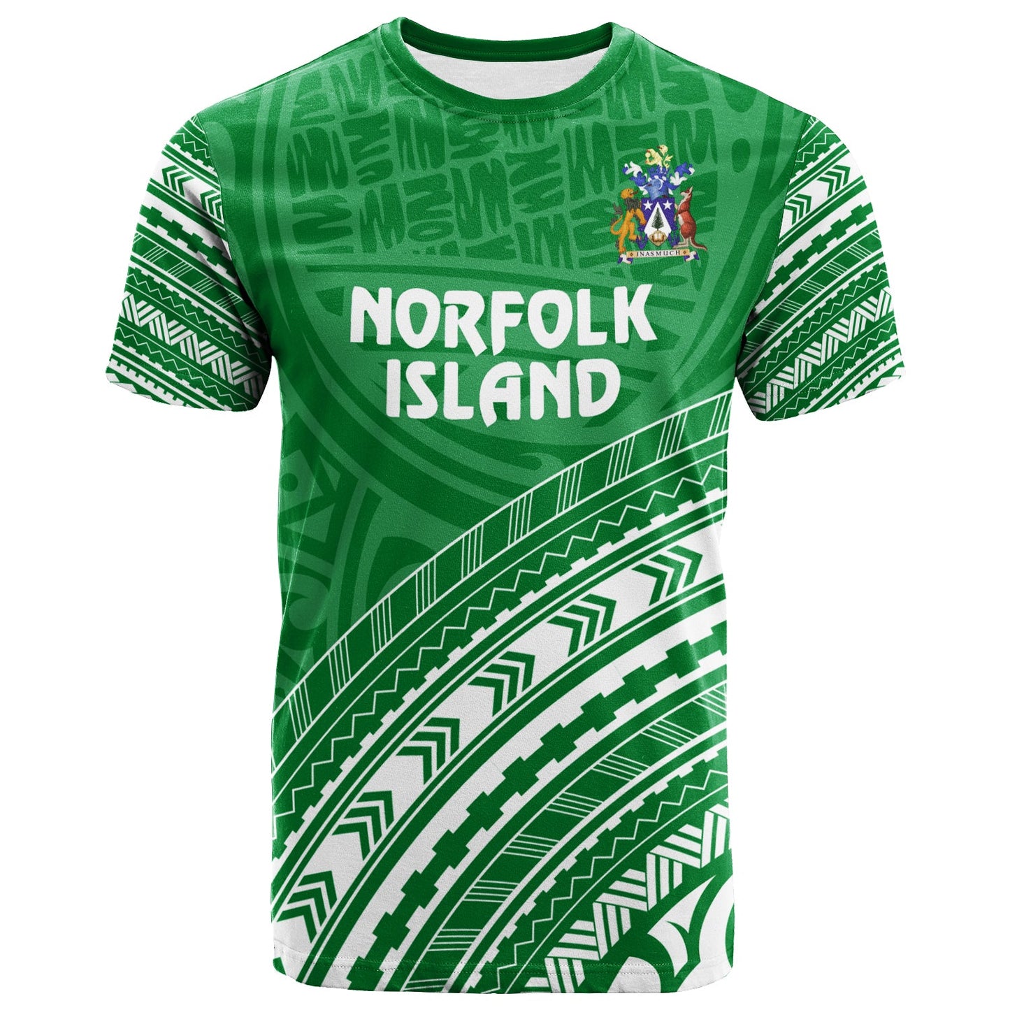 Norfolk Island T Shirt Norfolk Island Coat Of Arms Polynesian Tribal Green Version 2