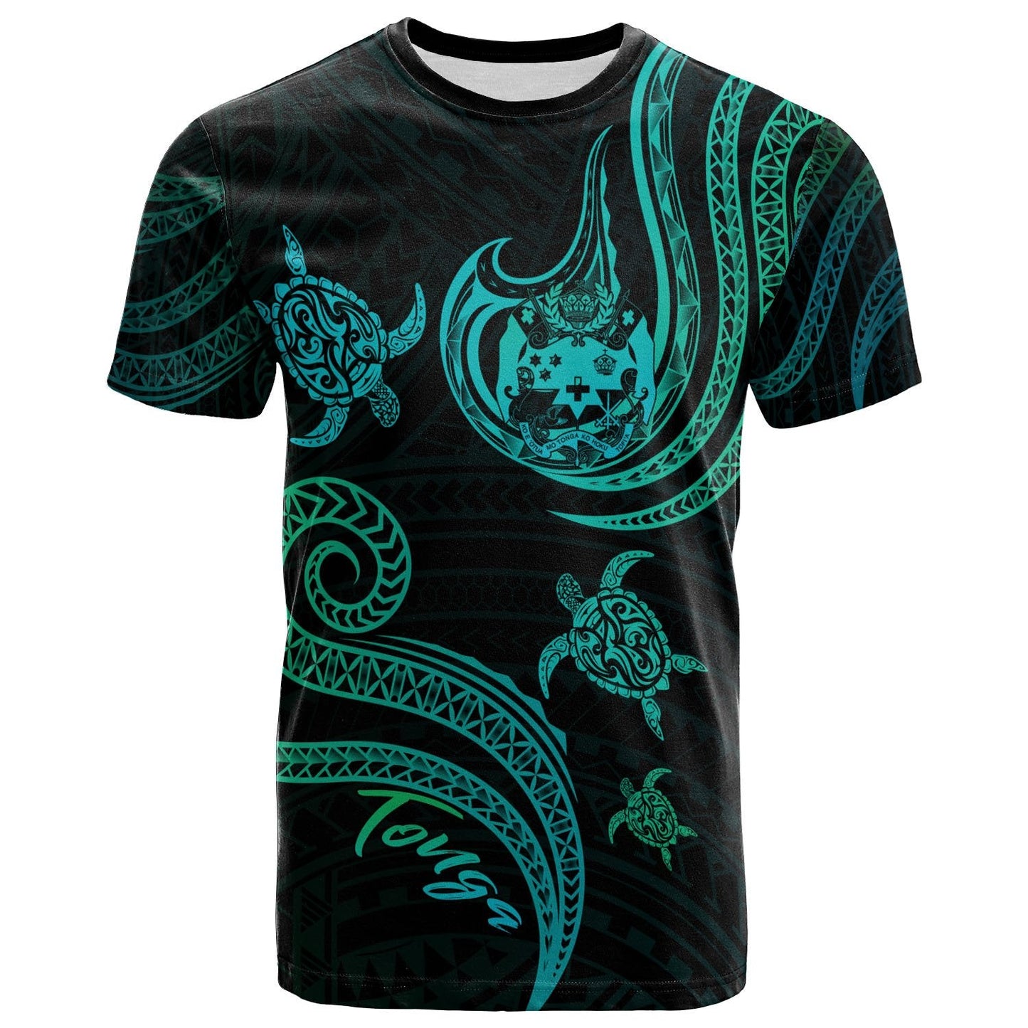 Tonga T - Shirt - Polynesian Turtle With Pattern