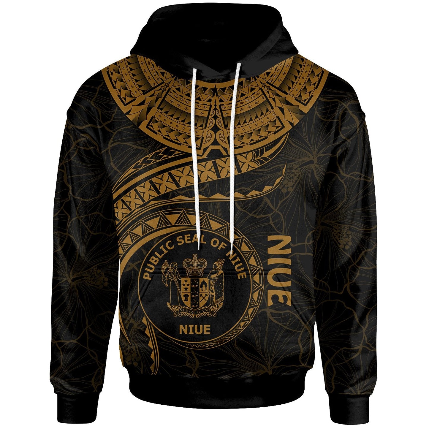 Niue Polynesian Hoodie Niue Waves Golden