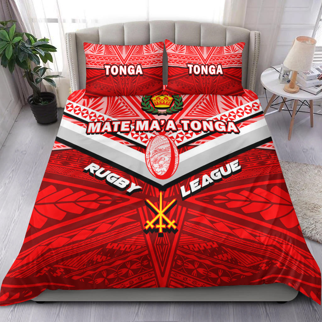 Tonga Rugby Mate Ma'a Tonga Tapa Pattern Bedding Set