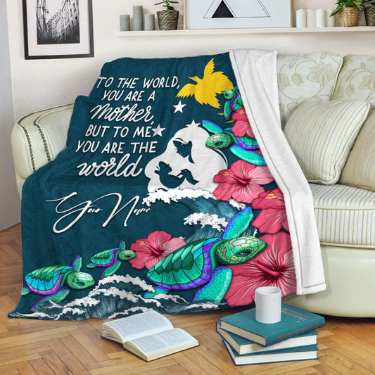Custom Personalised Papua New Guinea Mothers Day With Green Turtle Blanket