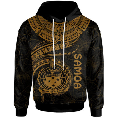 Polynesian Samoa Hoodie Samoan Waves (Golden)