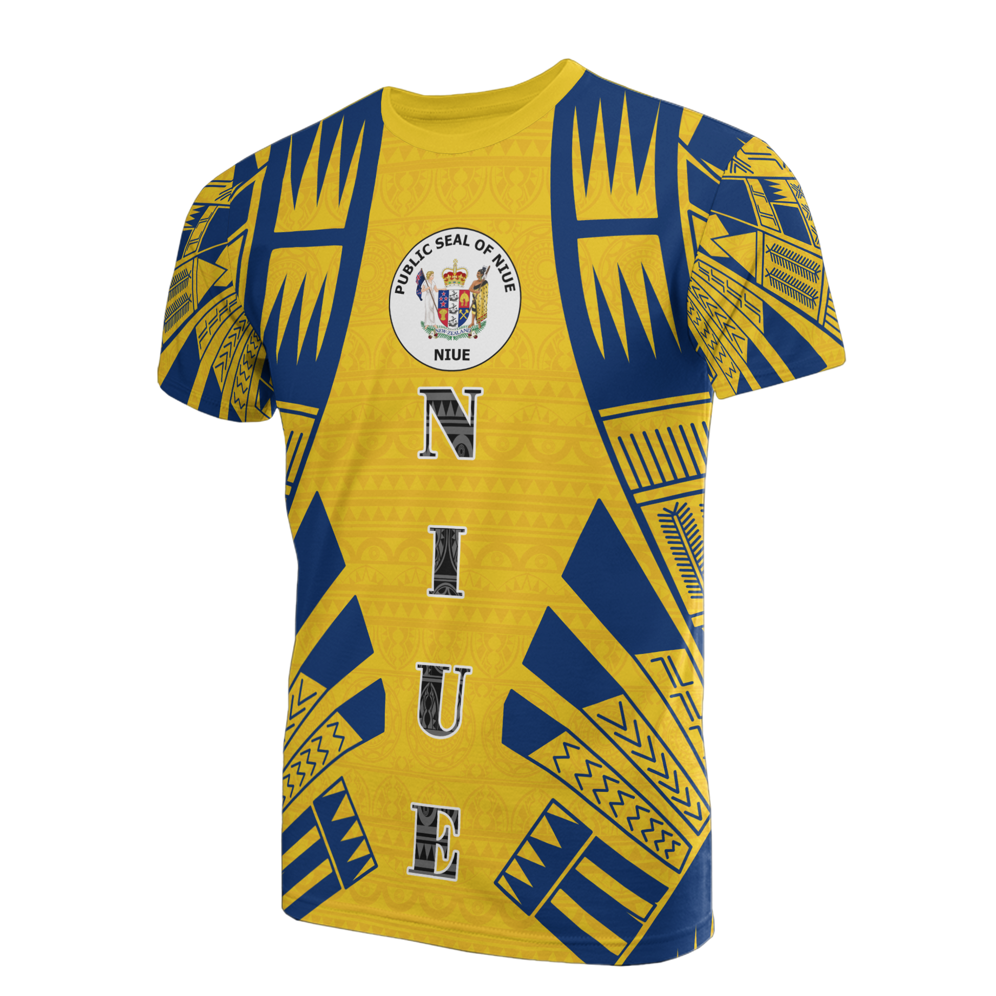 Niue T Shirt Niue Seal Polynesian Tattoo Yellow Style