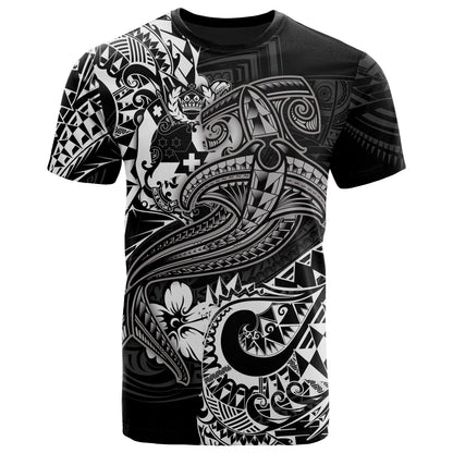 Tonga T-Shirt - White Shark Polynesian Tattoo