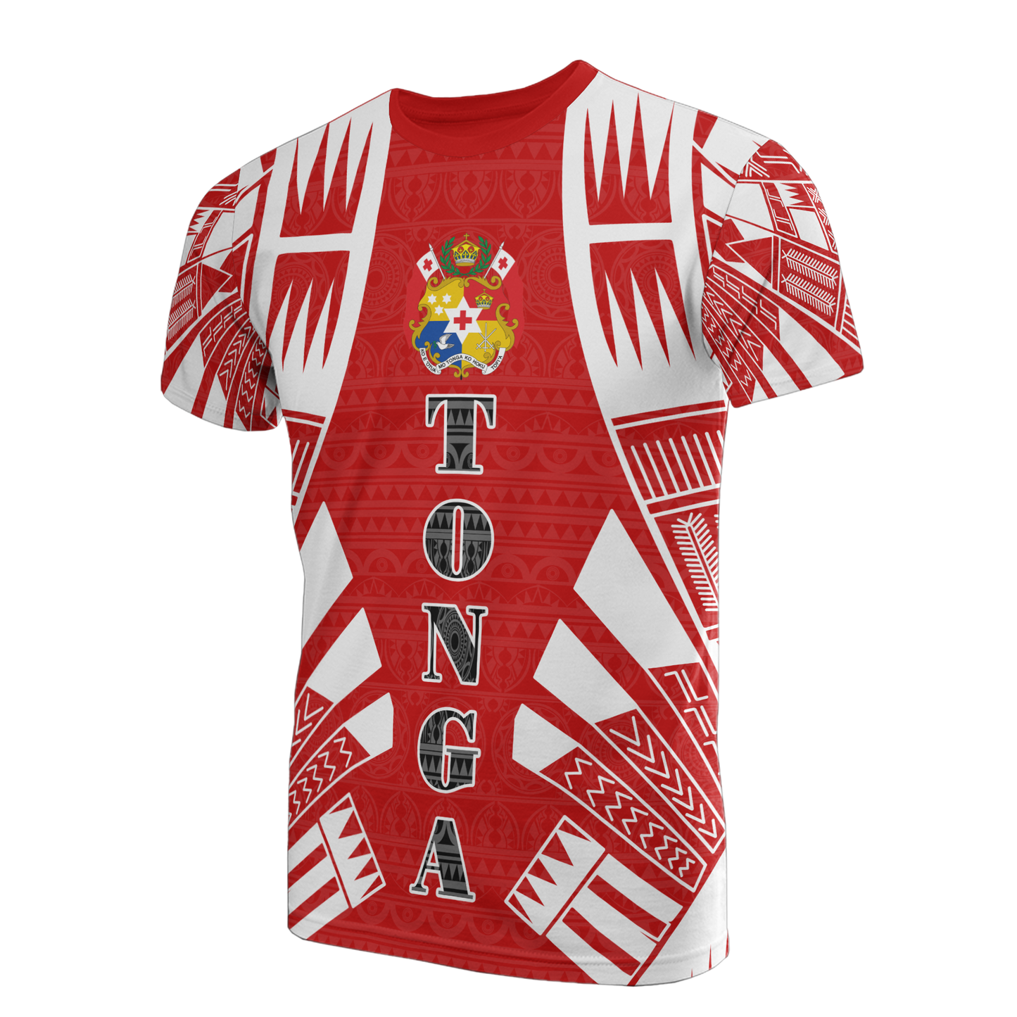 Tonga T - Shirt - Tonga Coat Of Arms Polynesian Tattoo Red Style