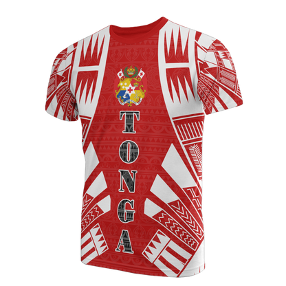 Tonga T - Shirt - Tonga Coat Of Arms Polynesian Tattoo Red Style