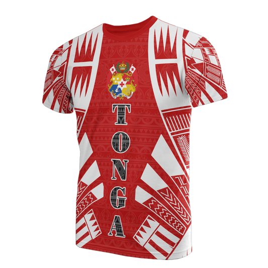Tonga T - Shirt - Tonga Coat Of Arms Polynesian Tattoo Red Style