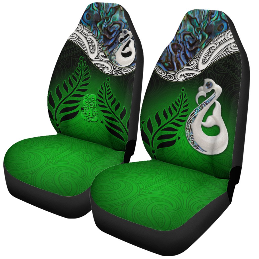 New Zealand Maori Car Seat Covers Manaia Paua Shell Glitter Green