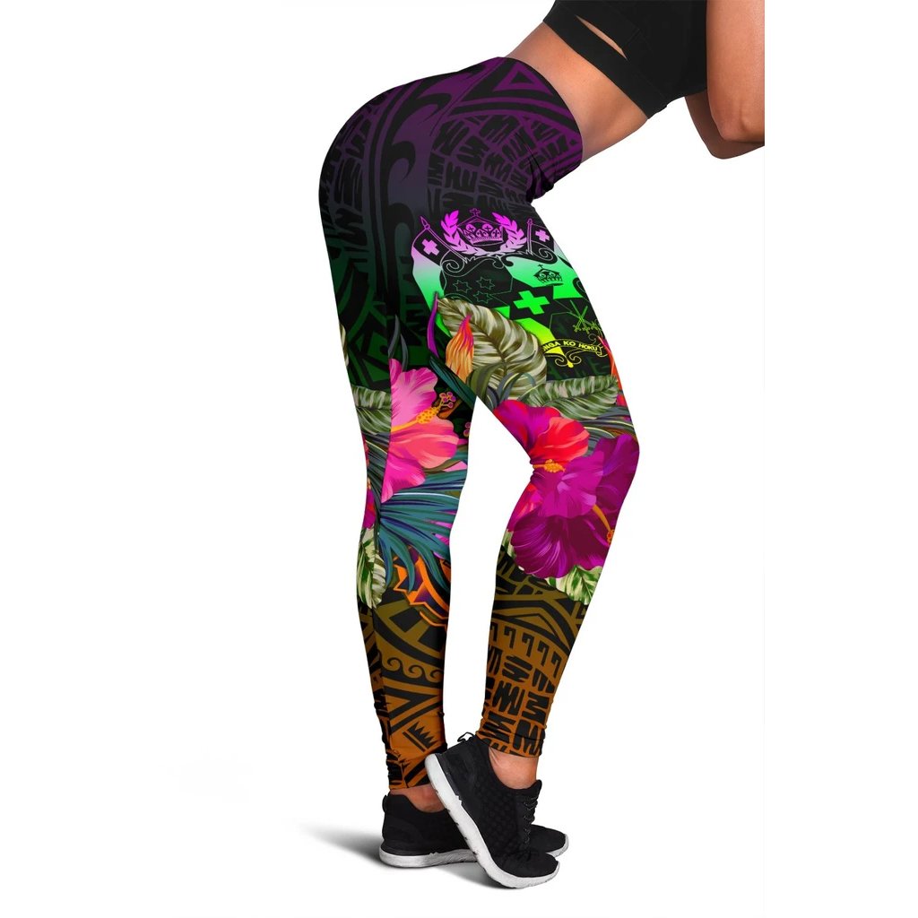 Tonga Polynesian Personsalised Leggings - Summer Hibiscus