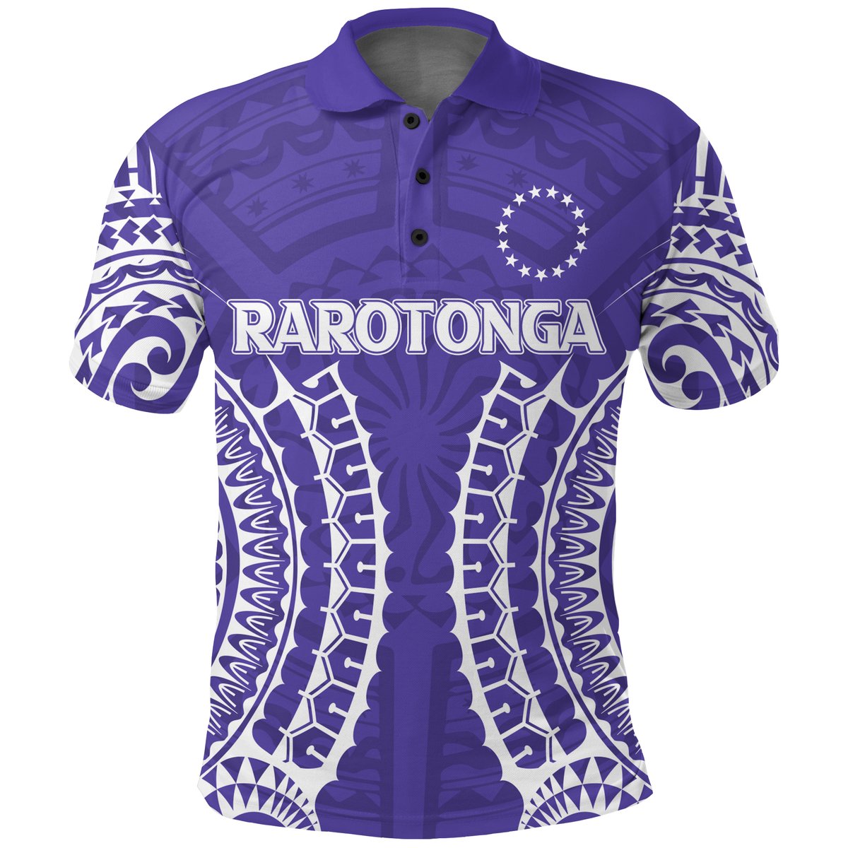 Cook Islands Rarotonga Polo Shirt - Purple Tribal Pattern -