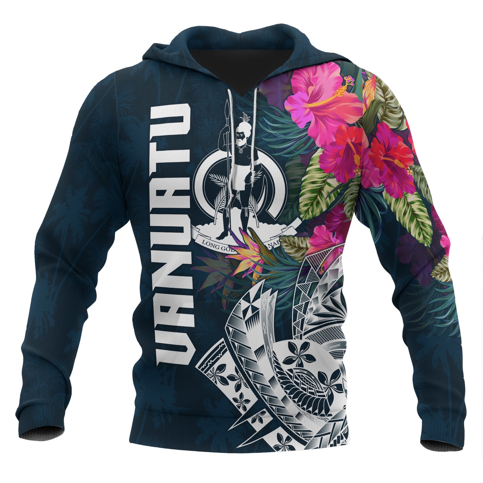 Vanuatu Polynesian Hoodie Summer Vibes Floral Unisex Zip Hoodie