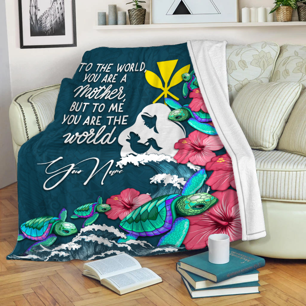 Custom Personalised Hawaii Mothers Day With Green Turtle Blanket