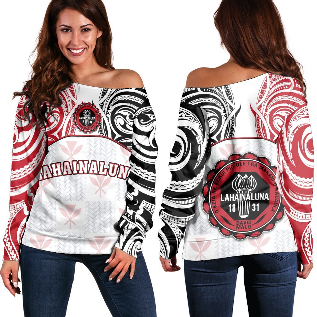 Hawaii Kanaka Lahainaluna High School Off Shoulder Sweater Demodern Style AH